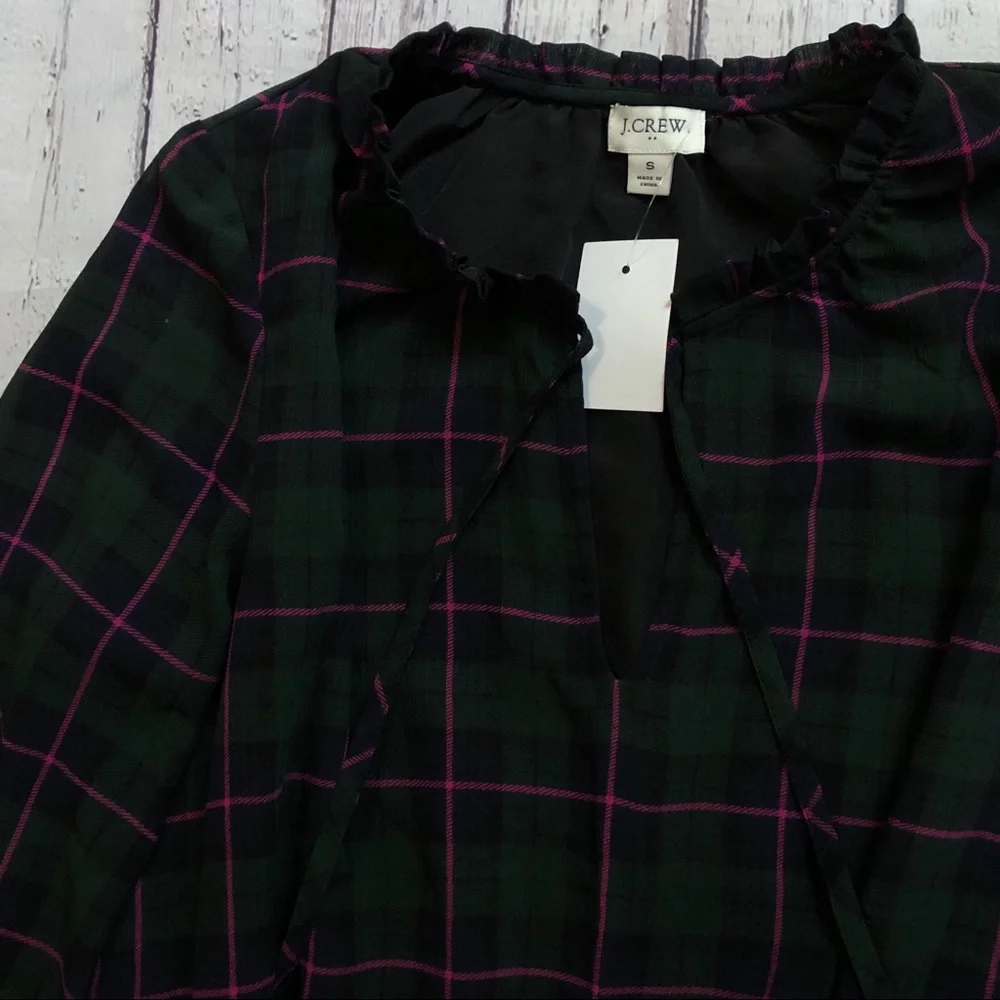 J. Crew blackwatch plaid midi dress